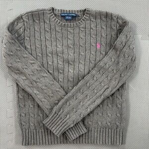 Ralph Lauren Women’s Small Grey 100% Cotton cable knit sweater
